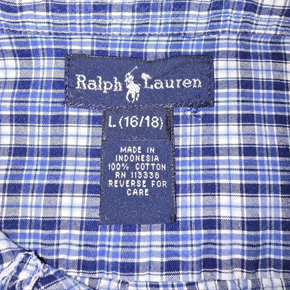 Ralph Lauren | Youth Boys 100% Cotton Casual Button Down Shirt SIZE LARGE 16\18